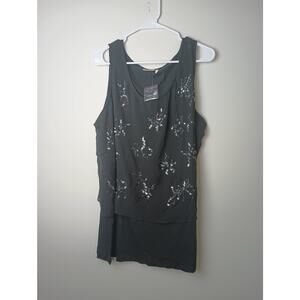 Logo Lavish Lori Goldstein Top 2X Tank Tunic Black Cotton NWT